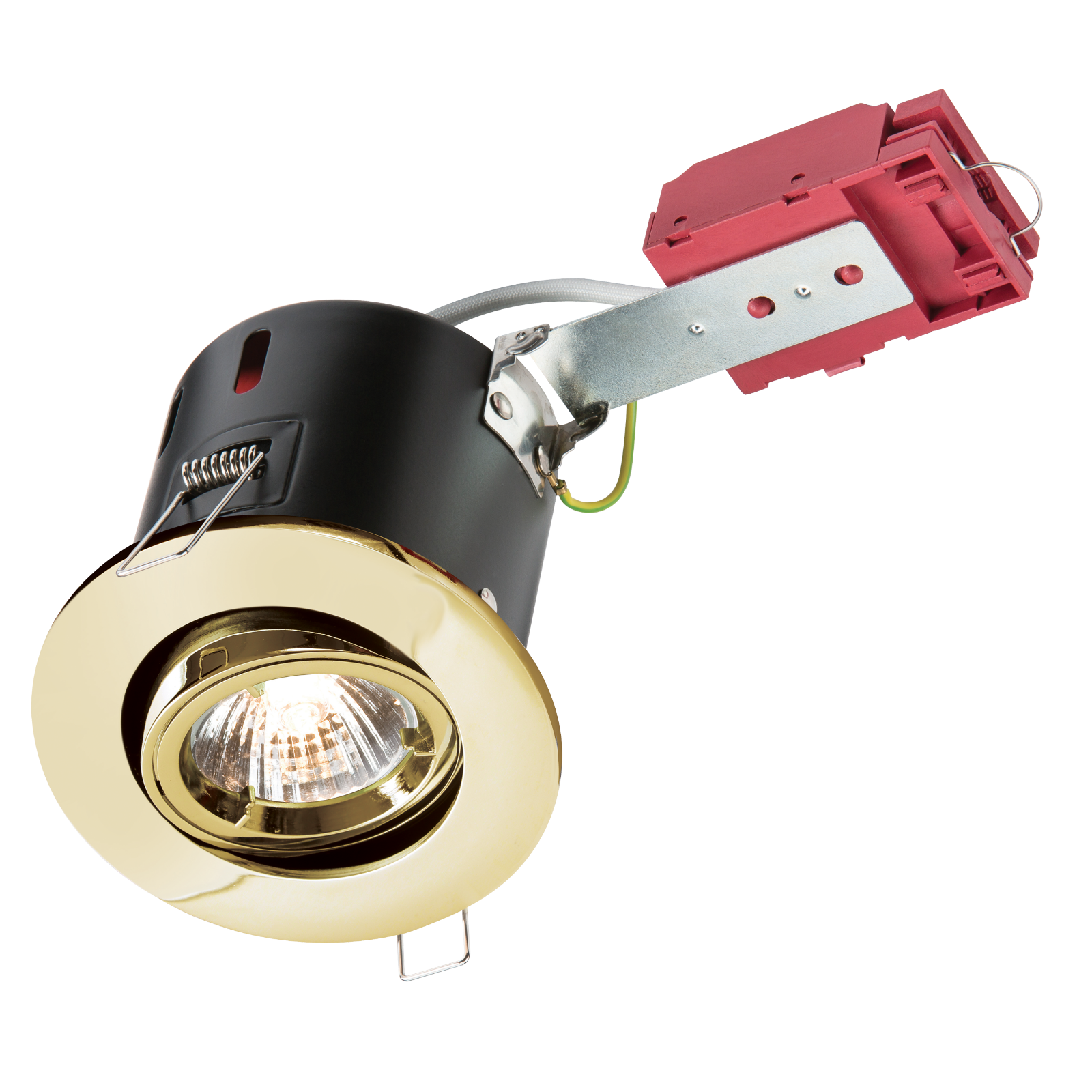 230V IP20 50W GU10 IC Fire-Rated Tilt Downlight Brass - VFRSGICB 