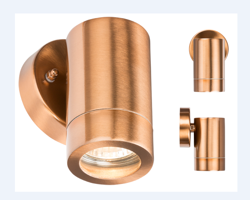 230V IP65 GU10 35W Fixed Wall Light - Copper Colour - WALL1LC 