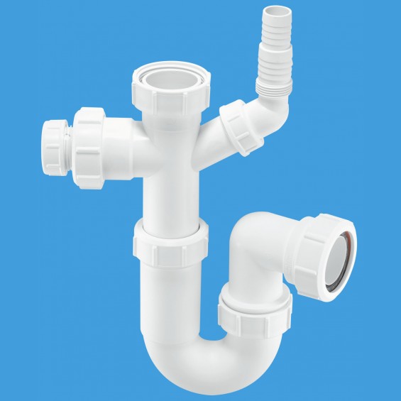 1½" (1.1/2") Tubular Swivel Sink Trap  with WM and 19/23mm pipe connection - ASC10-CO