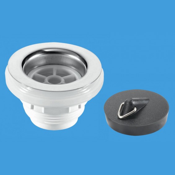 1½" (1.1/2") Unslotted Bath Waste - Stainless Steel Flange - BSW10