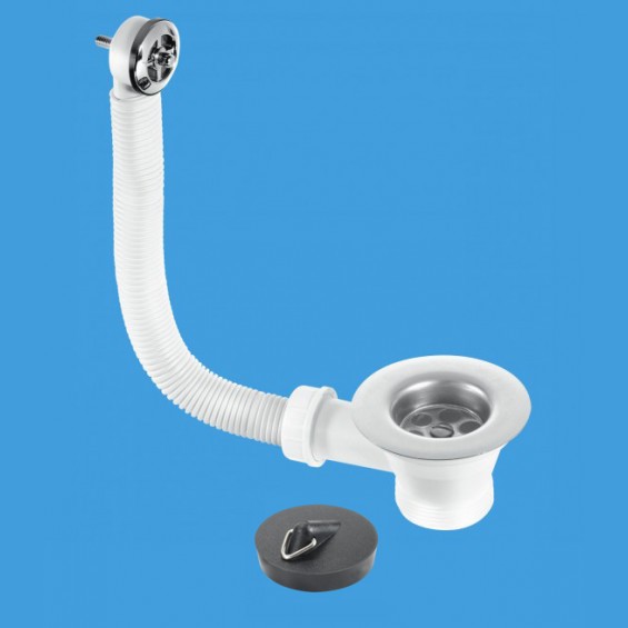 1½" (1.1/2") Sink Combined Waste and Overflow  - Nut and Bolt Overflow Connection - FSW2P