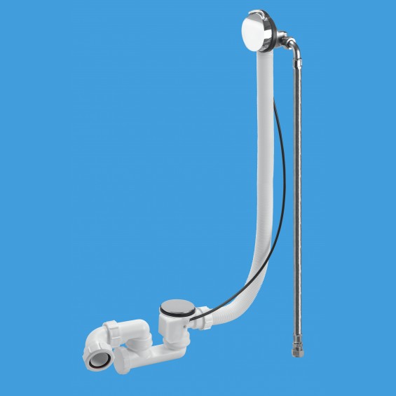 Chrome Plated Brass Bath Filler and Overflow (Pop-Up) - Extended Overflow Tube - HCN3165UK-1M