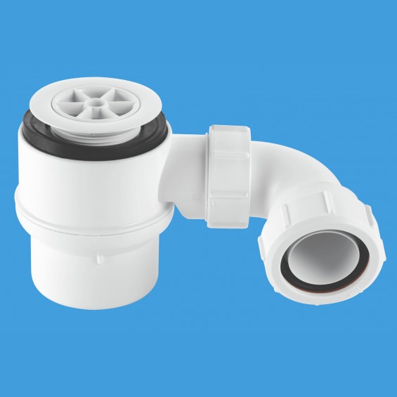 1½" (1.1/2") x 50mm Seal Shower Trap - 70mm White Flange  - STW2-95