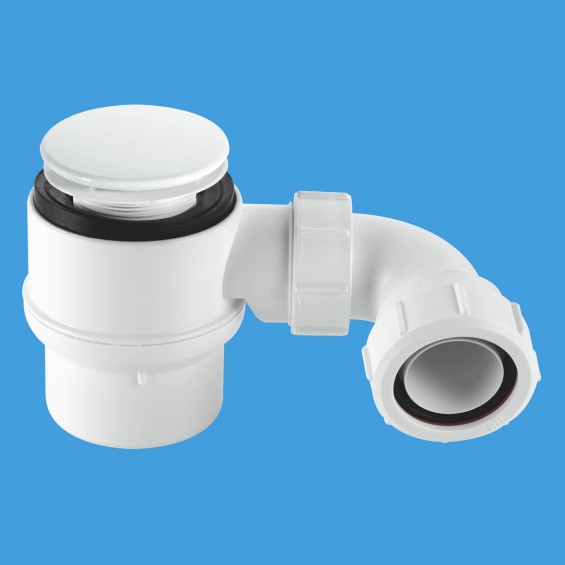 1½" (1.1/2") x 50mm Seal Shower Trap - 70mm White Mushroom Flange  - STW2M-95