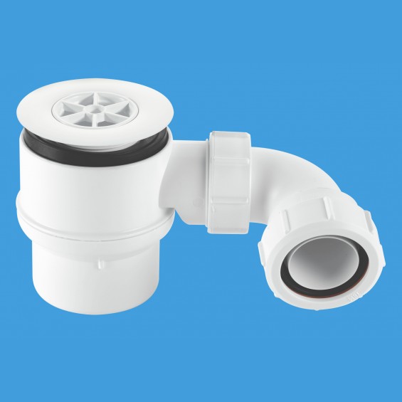 1½" (1.1/2") x 50mm Seal Shower Trap - 85mm White Flange  - STW6-95