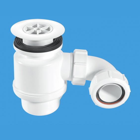 1½" (1.1/2") x 50mm Seal Resealing Shower Trap - 85mm White Flange  - STW6-R