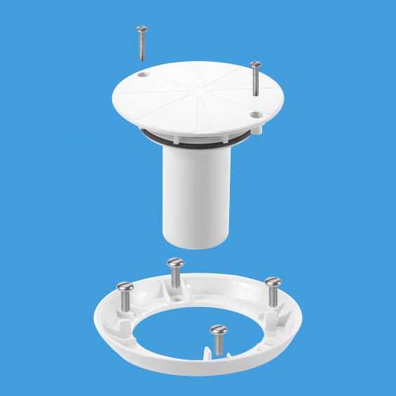 Conversion Kit to convert any TSG1 or TSG2 Gully to a sheet flooring gully with White Plastic Clamp Ring, Cover Plate and Dip Tube - TSGCONTV