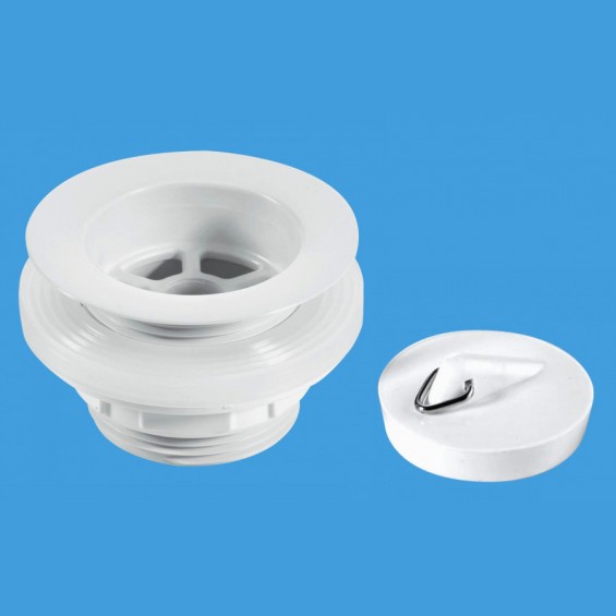 1¼" (1.1/4") White Plastic Backnut Unslotted Bath Waste - W4