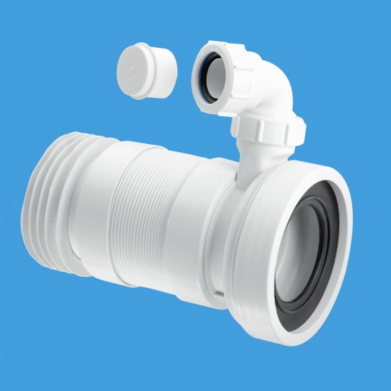 4"/110mm Flexible WC Connector (Long Length) with Universal Vent Boss - WC-F26RV