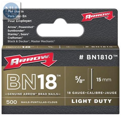 Arrow BN1810 15mm Brad Nails Box 500 - ARRBN1810 