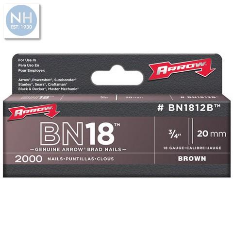 Arrow BN1812B 20mm Brad Nails Pack of 2000 - ARRBN1812B-20MM 