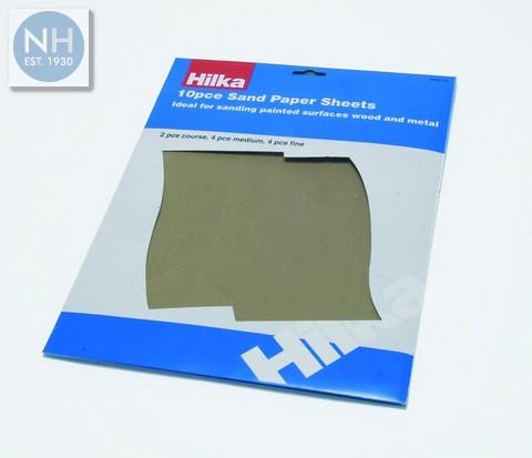 Hilka 68901510 Asorted Sandpaper Sheets 10pc - HIL68901510 