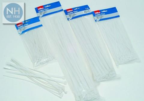 Hilka Cable Ties White 4.8 X 200mm Bag-100 - HIL79150200 