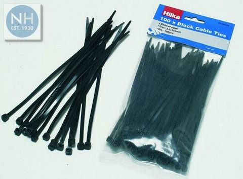 Hilka Cable Ties Black 3.6 X 150mm Bag-100 - HIL79200150 