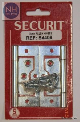 Securit S4408 75mm Flush hinges zinc plate - MPSS4408 