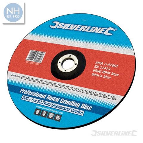 Silverline 103636 Heavy Duty Metal Grinding Disc Depressed Centre 115 x 6 x 22.2mm - SIL103636 