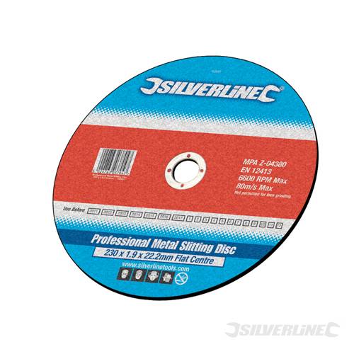 Silverline 103662 Heavy Duty Metal Slitting Disc Flat 115 x 1 x 22.2mm - SIL103662 