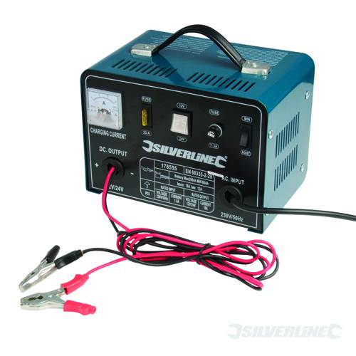Silverline 178555 Battery Charger 12/24V 18A/12A 12V at 18A / 24V at 12A - SIL178555 