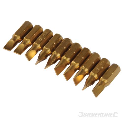 Silverline 260327 Slotted Gold Screwdriver Bits 10pk 5mm - SIL260327 