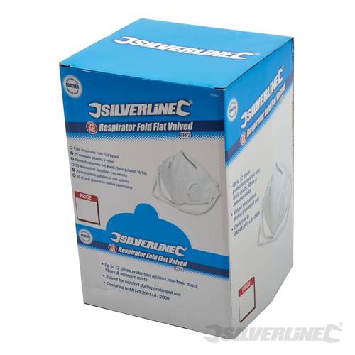 Silverline 282404 Respirator Fold Flat Valved FFP2 NR Disp 25 Pack - SIL282404  - SOLD-OUT!!
