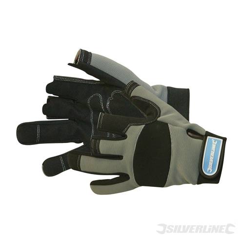 Silverline 282597 Part Fingerless Mechanics Gloves L - SIL282597 