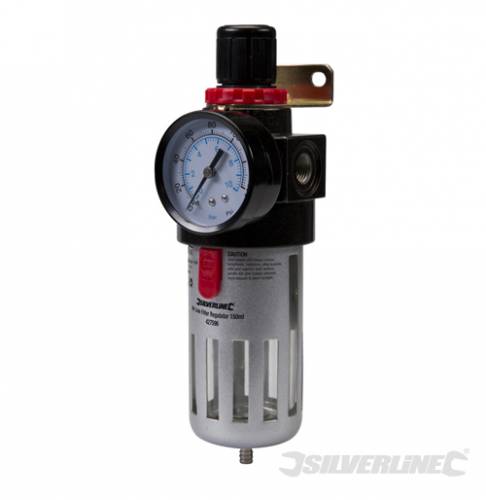 Silverline 427596 Air Line Filter Regulator 150ml - SIL427596 