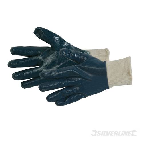 Silverline 427607 Full Coat Interlock Nitrile Gloves One Size - SIL427607 