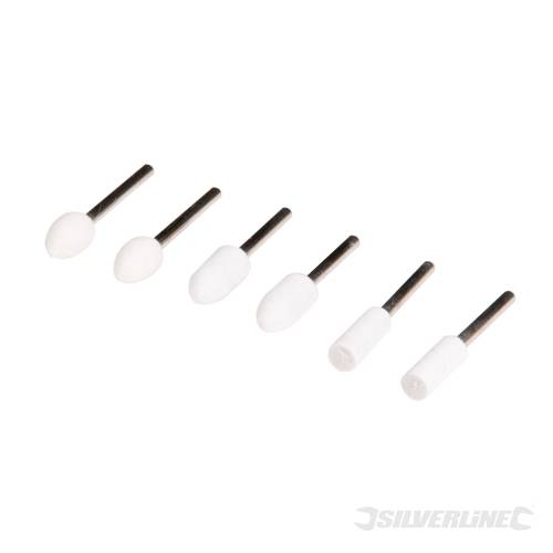 Silverline 427645 Felt Polishing Points Kit 6pce Fitted Mandrel - SIL427645 