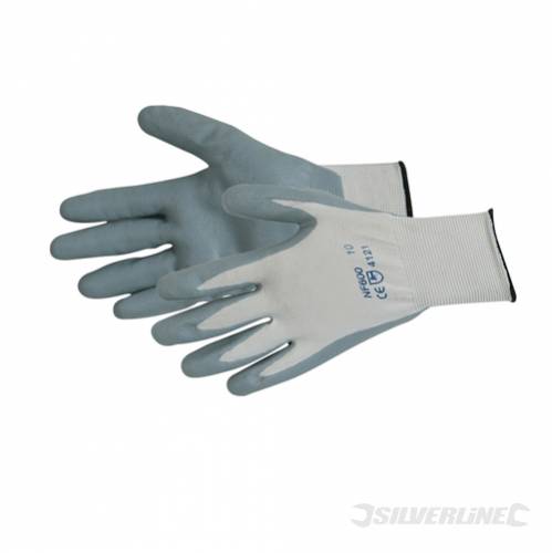 Silverline 456974 Foam Nylon Nitrile Gloves One Size - SIL456974 