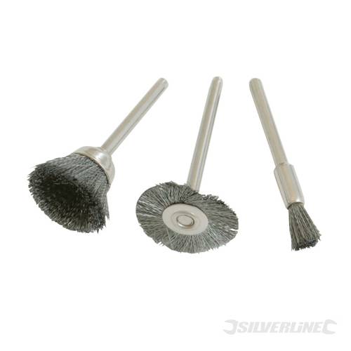 Silverline 580466 Steel Brush Set 3pce 5, 15, 19mm - SIL580466 