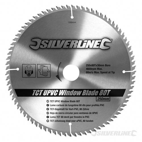 Silverline 598444 TCT UPVC Window Blade 80T 250 x 30 - 25, 20, 16mm rings - SIL598444 