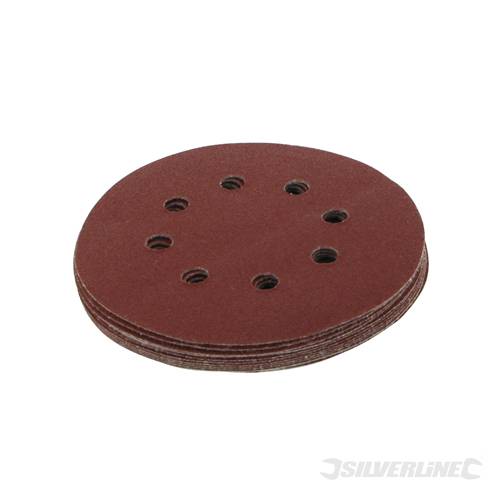 Silverline 633955 Hook and Loop Discs Punched 125mm 10pk 80 Grit - SIL633955 