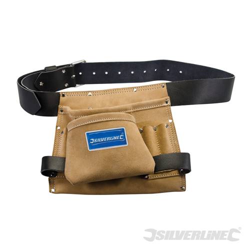 Silverline 675030 Leather Nail and Tool Bag 8 Pocket 260 x 230mm - SIL675030 
