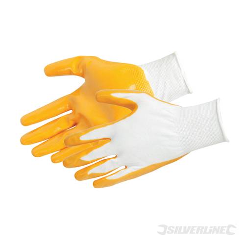 Silverline 675069 Nylon Nitrile Coat Gloves One Size - SIL675069 