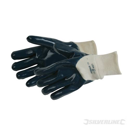 Silverline 675145 Open Back Jersey Lined Nitrile Gloves One Size - SIL675145 