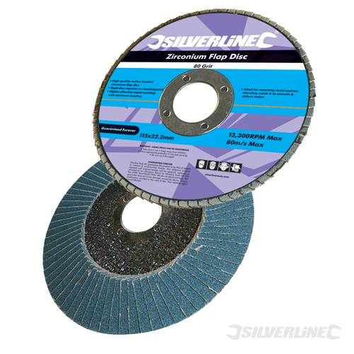 Silverline 675279 Zirconium Flap Disc 115mm 80 Grit - SIL675279 