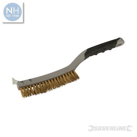 Silverline 697139 Brassed Wire Brush with Scraper 3 Row - SIL697139 