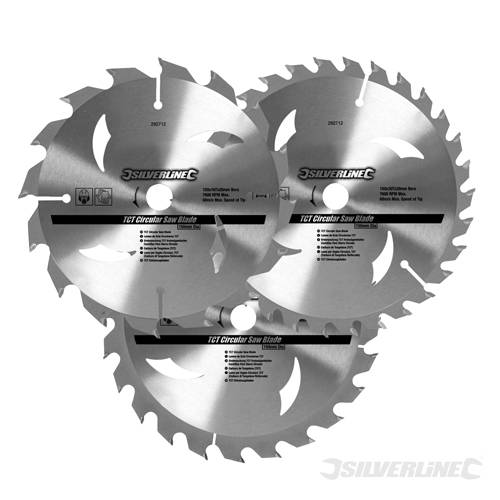 Silverline 704410 TCT Circular Saw Blades 16, 24, 30T 3pk 135 x 12.7 - 10mm ring - SIL704410 