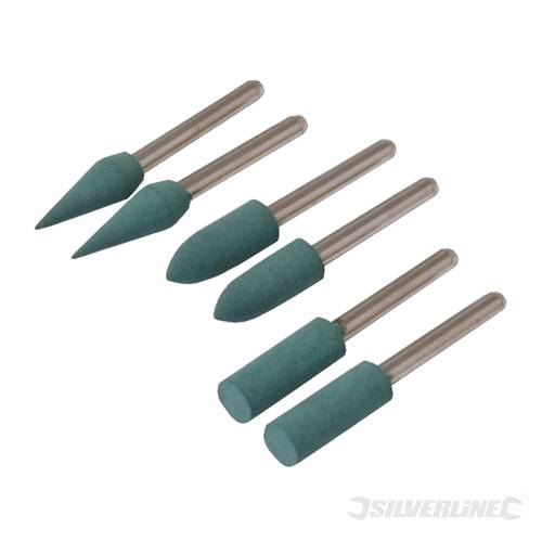 Silverline 719801 Rubber Polishing Tips Set 6pk 3.1mm dia Mandrel - SIL719801 