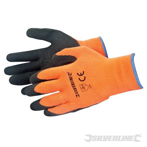 Silverline 736809 Hi-Vis Builders Gloves 10 Gauge One Size Orange - SIL736809 