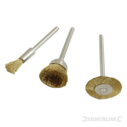 Silverline 763601 Brass Brush Set 3pce 5, 16, 22mm - SIL763601 