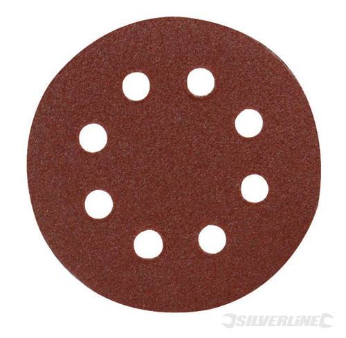 Silverline 784735 Hook and Loop Discs Punched 115mm 10pk 80 Grit - SIL784735 