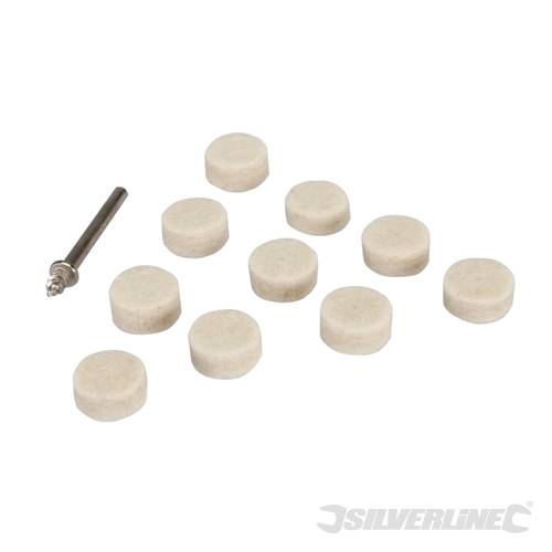 Silverline 793800 Felt Polishing Wheels Kit 11pce 13mm dia - SIL793800 