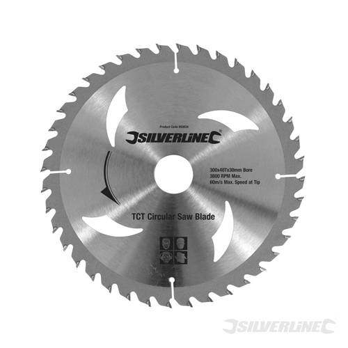 Silverline 803634 TCT Circular Saw Blades 40, 60T 2pk 300 x 30 - 25, 20, 16mm rings - SIL803634 