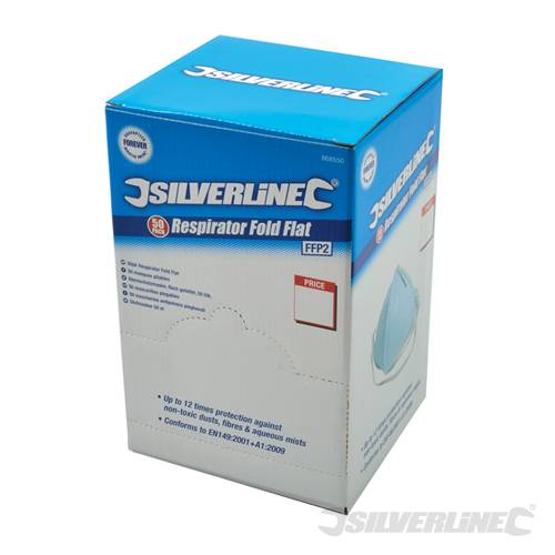Silverline 868550 Respirator Fold Flat FFP2 NR Display Box 50 Pack - SIL868550  - SOLD-OUT!!
