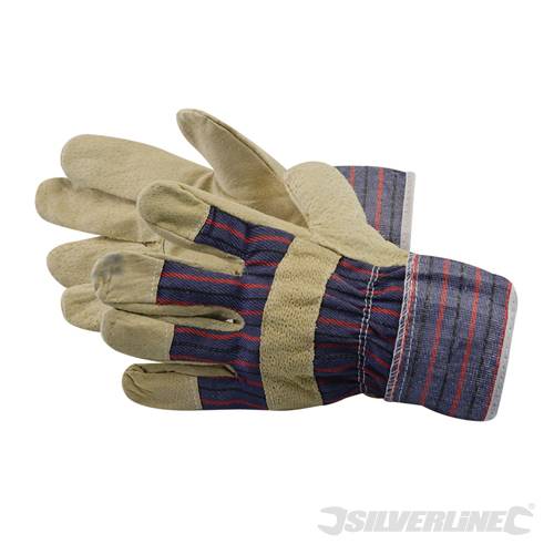 Silverline 868554 Pig Skin Rigger Gloves One Size - SIL868554 