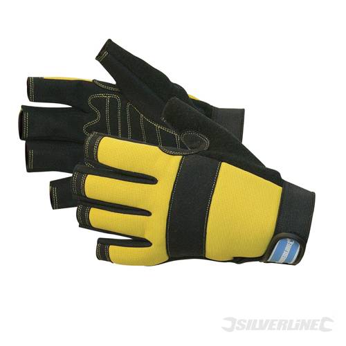 Silverline 868837 Fingerless Mechanics Gloves L - SIL868837 