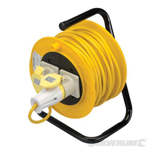 Silverline 868878 Cable Reel 110V Freestanding 2 Socket 16A 25m - SIL868878 