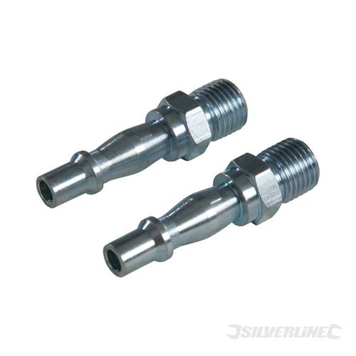 Silverline 918523 Air Line Bayonet Male Thread Coupler 2pk 6mm (1/4") BSP - SIL918523 