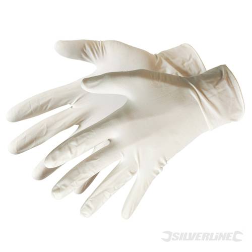 Silverline 980918 Latex Gloves 100pk Large - SIL980918 